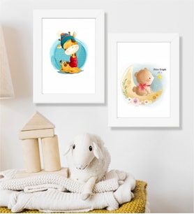 Zürafa Ve Ayı Ahşap 2 Li 15,5X20,5 Cm Tasarım Çerçeve Seti