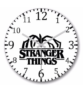 Stranger Things Demogorgon Logo  Duvar Saati Bombeli Gercek Cam