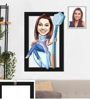 Kişiye Özel Diş Doktoru Karikatürlü 3D Ahşap Tablo 30x47 Bayan-1