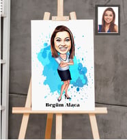 Kişiye Özel Öğretmen Karikatürlü  Ahşap Tablo 30x47 Bayan-5
