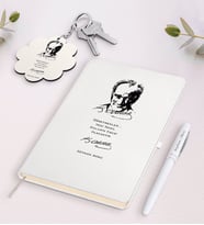 BK Gift Kişiye Özel Atatürk Öğretmen Beyaz Defter Kalem Ve Anahtarlık Hediye Seti-2 (Model 1)