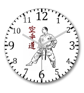 Karate Shotokan Duvar Saati Bombeli Gercek Cam