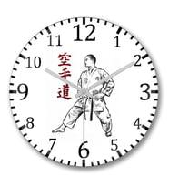 Karate Shotokan Duvar Saati Bombeli Gercek Cam