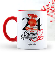 BK Gift Kişiye Özel Canım Öğretmenim Kırmızı Kupa Bardak  2
