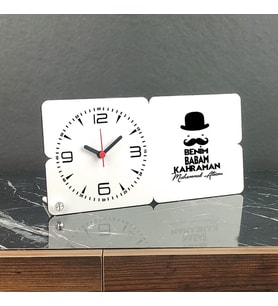 Benim Babam Kahraman Ahşap Masa Saati