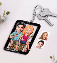 BK Gift Kişiye Özel İsimli Sevgililer Karikatürlü Ahşap Anahtarlık-51 (Beyaz)