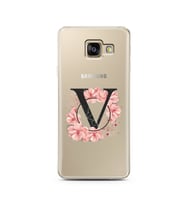 Pembe Çiçekli Harf Tasarım Süper Şeffaf Silikon Telefon Kılıfı Samsung A3 (2017)
