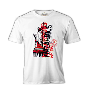New York - Liberty Area Beyaz Erkek Tshirt