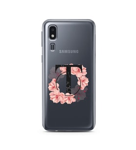 Pembe Çiçekli Harf Tasarım Süper Şeffaf Silikon Telefon Kılıfı Samsung A2 Core T