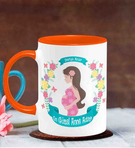 BK Gift Kişiye Özel Anneler Günü Temalı Turuncu Kupa Bardak T7