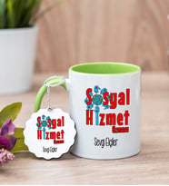 Sosyal Hizmet Uzmanı Yeşil Kupa Bardak Ve Anahtarlık Set