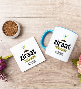 Ziraat Mühendisi Mavi Kupa Bardak Ve Bardak Altlığı Seti