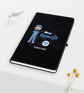 BK Gift Kişiye Özel Hemşir Temalı Siyah Defter - 1