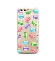 Macaron Tasarımlı Süper Şeffaf Silikon Telefon Kılıfı Huawei P10    