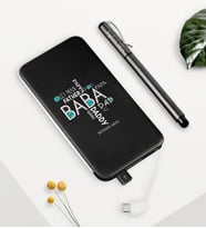 BK Gift Kişiye Özel Baba Siyah 5000 mAh Hızlı Şarj Powerbank Kalem Seti (Model 1)
