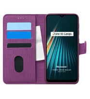 Microsonic Realme 5i Kılıf Fabric Book Wallet Mor