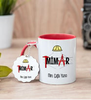 Mimara Hediye Kırmızı Kupa Bardak Ve Anahtarlık Set