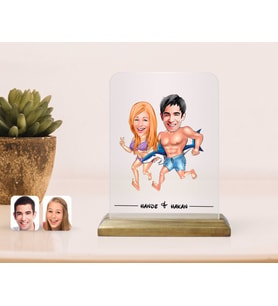 BK Gift Kişiye Özel Sevgililer Karikatürlü Çerçeve-8 (Beyaz)
