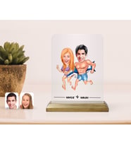 BK Gift Kişiye Özel Sevgililer Karikatürlü Çerçeve-8 (Beyaz)