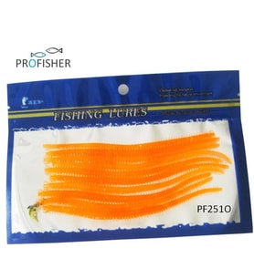 PROFISHER 10 Adet Set 13,5cm Turuncu Silikon Solucan Sahte Yem  