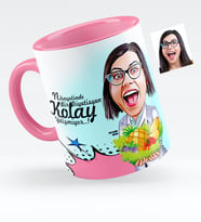 BK Gift Kişiye Özel Bayan Diyetisyen Karikatürlü Pembe Kupa Bardak  1