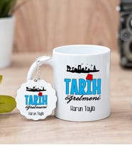 Tarih Öğretmeni Beyaz Kupa Bardak Ve Anahtarlık Set