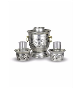Kalın Kalay Kaplama Keski İşlemeli Bakır Rakı Şişelik Ehli Keyf Takımı