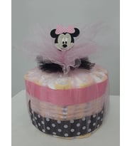 Süslemeli Tek Kat Bebek Bezi Pastasi (Açık Pembe)