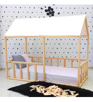 Montessori Yatak Ahşap Yatak Doğal Çam Ağacı Karyola Paris