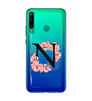 Pembe Çiçekli Harf Tasarım Süper Şeffaf Silikon Telefon Kılıfı Huawei P40 Lite E