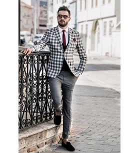 Sir Tek Çeket (Gri)