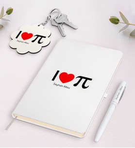 BK Gift Kişiye Özel Matematik Öğretmeni Beyaz Defter Kalem ve Anahtarlık Hediye Seti-12 (Model 1)