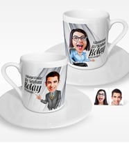 BK Gift Kişiye Özel İkili Nihayetinde Karikatürlü Kahve Fincanı Set