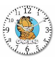 Garfield Duvar Saati Bombeli Gercek Cam