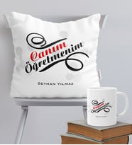 BK Gift Kişiye Özel Canım Öğretmenim Temalı Yastık Kupa Seti - 2