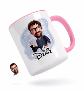 BK Gift Kişiye Özel Erkek Yönetmen Karikatürlü Pembe Kupa Bardak-1