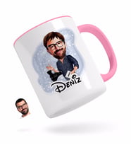 BK Gift Kişiye Özel Erkek Yönetmen Karikatürlü Pembe Kupa Bardak-1