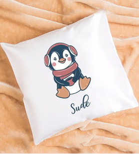 Tatlı Penguen Tasarımlı Kişiye Özel Hediye Penguen Yastık