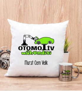 Otomotiv Mühendisi Yastık ve Silver Kupa Bardak