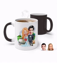 BK Gift Kişiye Özel Sevgililer Günü Temalı Evleniyoruz Karikatürlü Sihirli Kupa Bardak-1 (Beyaz)