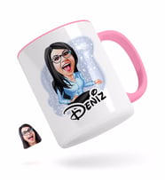 BK Gift Kişiye Özel Kadın Patron Karikatürlü Pembe Kupa Bardak-5