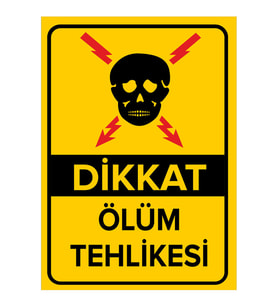 MIGNATIS - Dikkat Ölüm Tehlikesi Levhası - Sac Malzeme 25x35cm