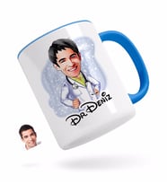 BK Gift Kişiye Özel Erkek Doktor Karikatürlü Mavi Kupa Bardak-1