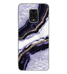 Mor Kumsal Tasarımlı Süper Şeffaf Silikon Telefon Kılıfı Xiomai Redmi Note 9 Pro
