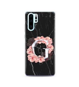 Mermer Çiçekli Harf Tasarım Süper Şeffaf Silikon Telefon Kılıfı Huawei P30 Pro G