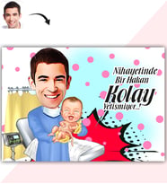 BK Gift Kişiye Özel Bay Ebe Karikatür Baskılı Yaş Pasta İçin Yenilebilir Şekerli Kağıt  1(Sadece Kağıt)