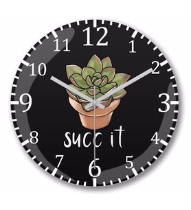 Succulent Duvar Saati Bombeli Gercek Cam