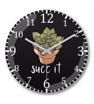 Succulent Duvar Saati Bombeli Gercek Cam