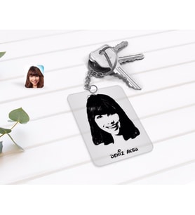 BK Gift Kişiye Özel Kadın Silüet Tasarımlı Şeffaf Pleksi Anahtarlık-1 (Beyaz)