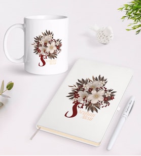 BK Gift Kişiye Özel Kadınlar Günü Tasarımlı Beyaz Defter Kalem ve Kupa Seti-17 (Model 1)